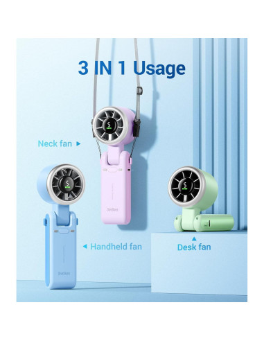 Ventilador Turbo Portátil Diveblues N607D, 5 Velocidades, 12h Batería