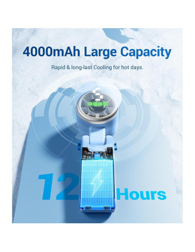 Ventilador Turbo Portátil Diveblues N607D, 5 Velocidades, 12h Batería