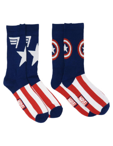 Calcetines Deportivos Capitán América 2 Paquetes Unisex