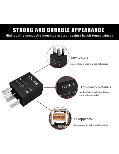 Relé de Arranque 4 Pines 12V 30A Ohleats - 2 Unidades