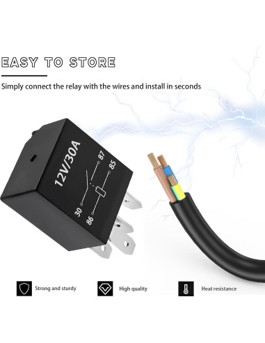 Relé de Arranque 4 Pines 12V 30A Ohleats - 2 Unidades