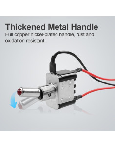 Interruptor de Palanca DC 20A 12V Minyu con LED Rojo y Tapa Impermeable 2