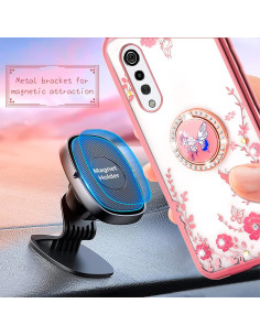 Funda Silicona Suave Nancheng Rosa para LG Velvet 5G con Soporte 2