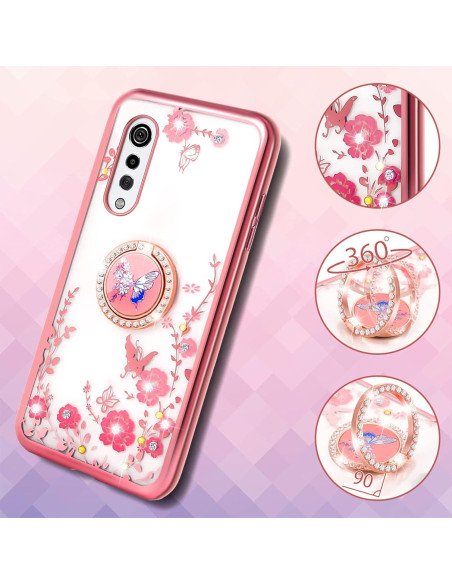 Funda Silicona Suave Nancheng Rosa para LG Velvet 5G con Soporte