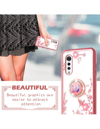 Funda Silicona Suave Nancheng Rosa para LG Velvet 5G con Soporte