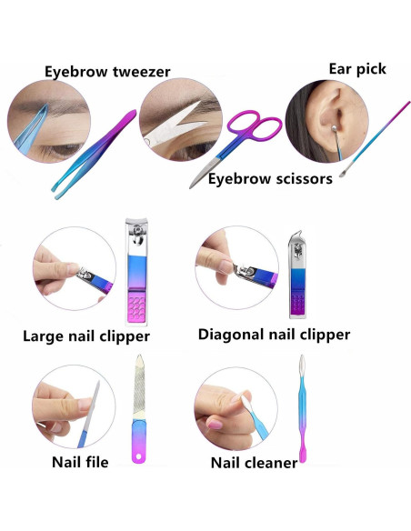 Juego de Manicura 7 Piezas Feiworui con Estuche Portátil