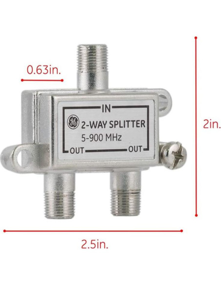 Divisor Coaxial GE 2 Vías 5-900 MHz Compatible RG59 RG6
