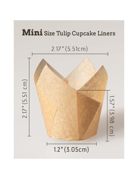 200 Mini Tuliperas Bake Choice Naturales para Cupcakes 2.84 cm