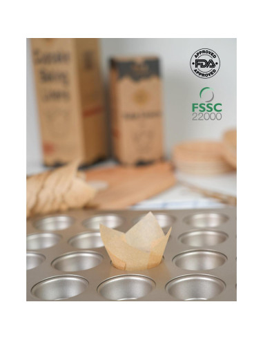 200 Mini Tuliperas Bake Choice Naturales para Cupcakes 2.84 cm