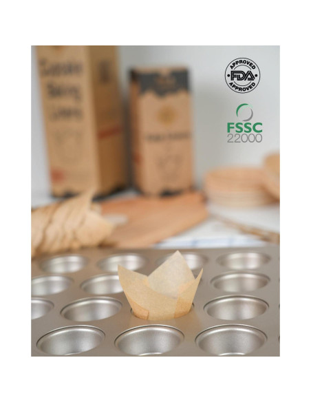 200 Mini Tuliperas Bake Choice Naturales para Cupcakes 2.84 cm