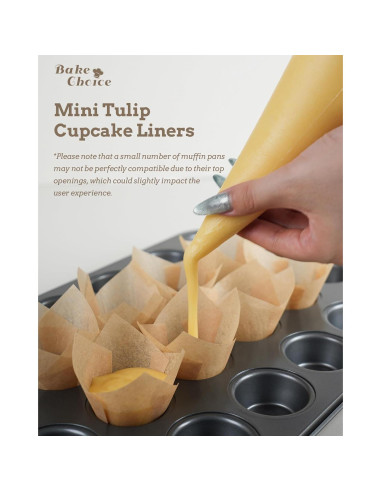 200 Mini Tuliperas Bake Choice Naturales para Cupcakes 2.84 cm