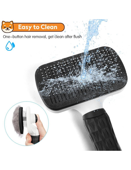 Cepillo Slicker Autolimpiante PWOD para Perros y Gatos Negro