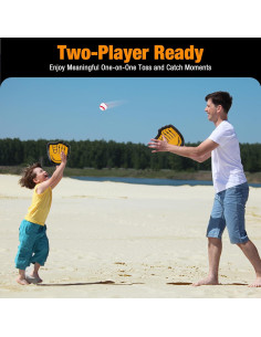 Juego de Lanzar y Atrapar Qrooper 2 Palas 2 Pelotas Niños 2