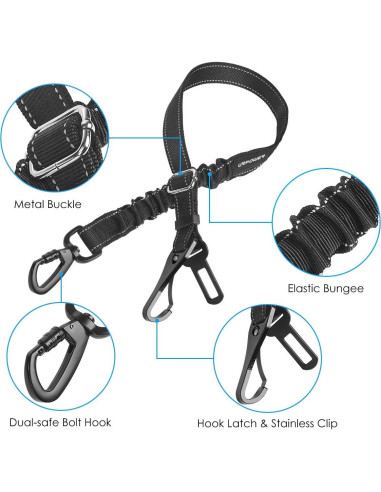 Cinturón de Seguridad para Perros URPOWER Ajustable 63-90 cm