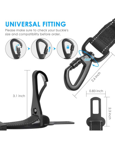 Cinturón de Seguridad para Perros URPOWER Ajustable 63-90 cm