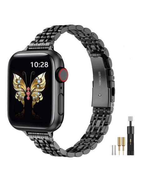 Banda de Metal Slim MioHHR para Apple Watch 38-42mm Negro Banda de Metal Slim MioHHR para Apple Watch 38-42mm Negro