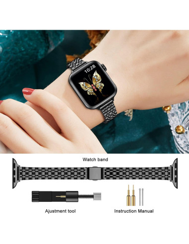 Banda de Metal Slim MioHHR para Apple Watch 38-42mm Negro