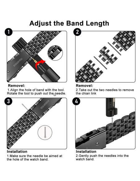 Banda de Metal Slim MioHHR para Apple Watch 38-42mm Negro Banda de Metal Slim MioHHR para Apple Watch 38-42mm Negro