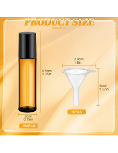 96 Botellas Roller de Aceite Esencial 10ml SEEWEY Ámbar 2