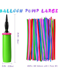 100 Globos Largos de Goma Ouyili + Bomba de Mano 31 cm 2