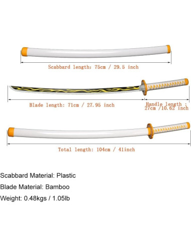 Espada de Cosplay Demon Slayer AN SWALLOW 67 cm con Soporte