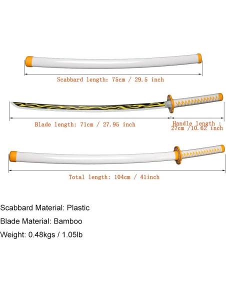 Espada de Cosplay Demon Slayer AN SWALLOW 67 cm con Soporte
