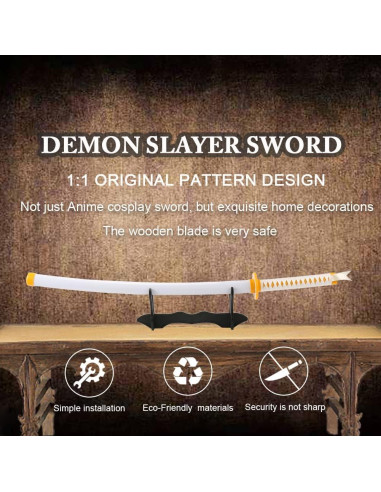 Espada de Cosplay Demon Slayer AN SWALLOW 67 cm con Soporte
