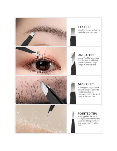 Conjunto de Pinzas de Precisión Plys para Cejas 4 Pcs