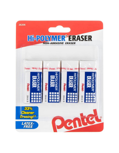 Borrador de Bloque Pentel Hi-Polymer Blanco - Paquete de 4
