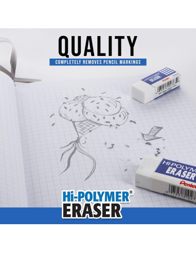 Borrador de Bloque Pentel Hi-Polymer Blanco - Paquete de 4