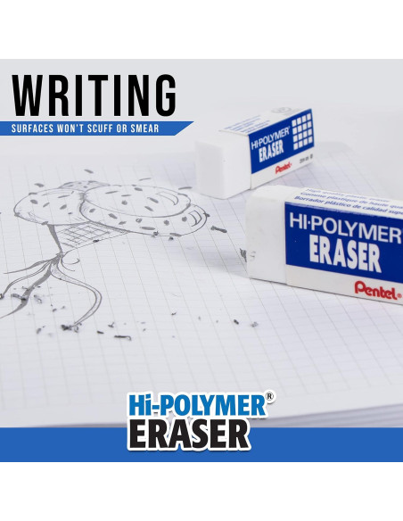 Borrador de Bloque Pentel Hi-Polymer Blanco - Paquete de 4