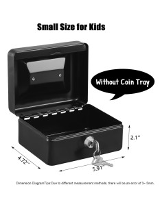 Caja Fuerte Pequeña KYODOLED con Llave 15x12x8cm Negra 2