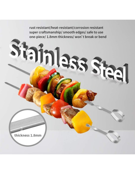 Pinchos de Kabob LANNEY 30.48 cm Acero Inoxidable Reutilizables