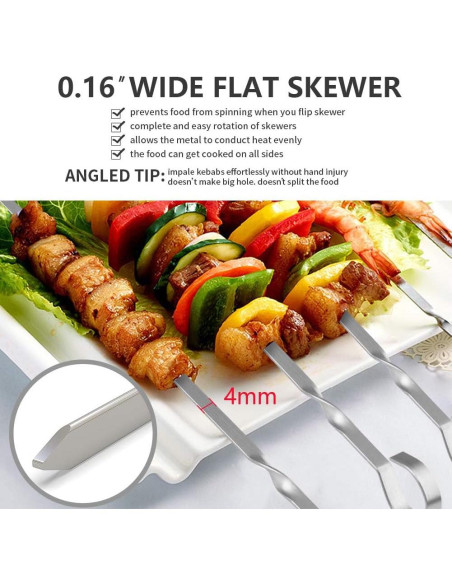 Pinchos de Kabob LANNEY 30.48 cm Acero Inoxidable Reutilizables