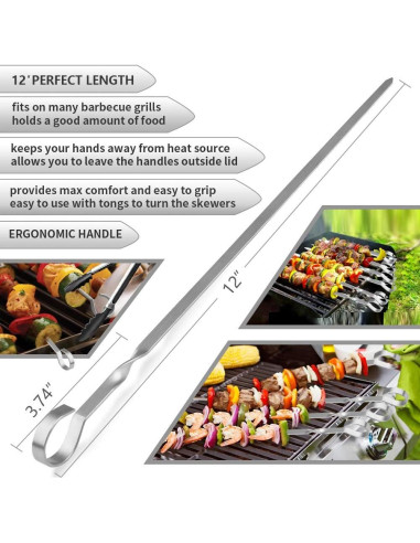 Pinchos de Kabob LANNEY 30.48 cm Acero Inoxidable Reutilizables