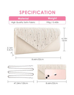 Cartera de Noche TINDTOP para Mujeres Albaricoque 18.3x10.2cm 2