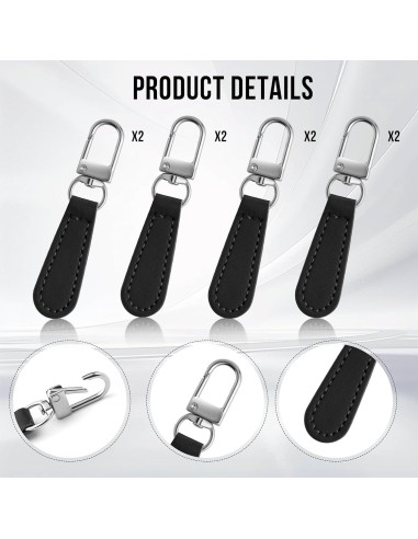 Tiradores de Cremallera Deoward con Mango de Cuero 8 PCS