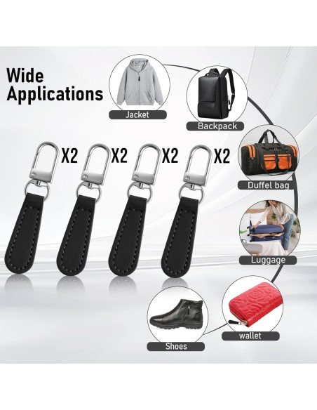 Tiradores de Cremallera Deoward con Mango de Cuero 8 PCS