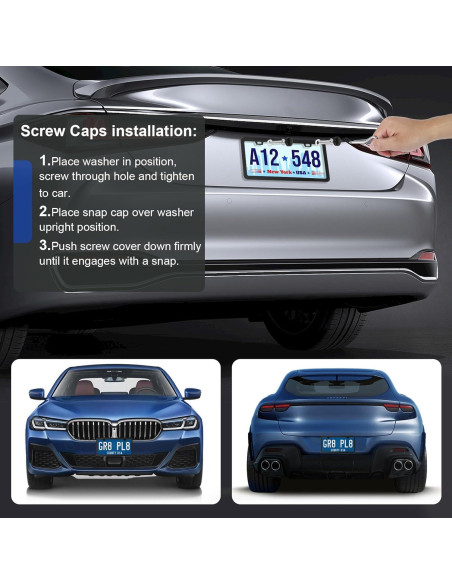 Paquete de 2 Marcos de Placas de Licencia QUANQIUFEI Negro