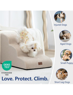Escalera para Perros GoGoBunny 3 Pasos Beige 39.9 cm Antideslizante 2
