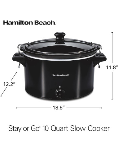 Olla de Cocción Lenta Hamilton Beach 10 Cuartos Negra