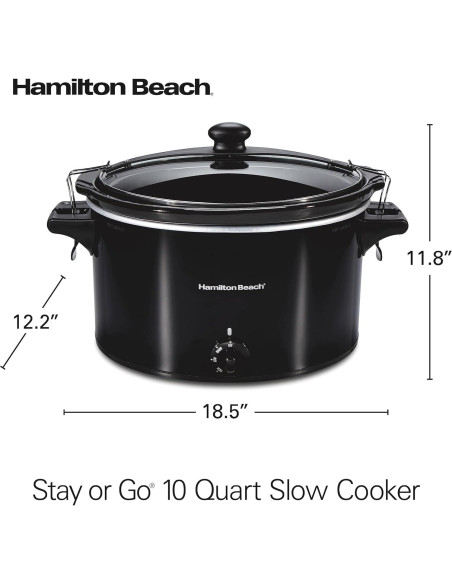 Olla de Cocción Lenta Hamilton Beach 10 Cuartos Negra