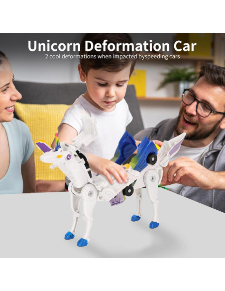Coche Robot Transformable Unicornio Lavekywasa 14.7x12cm