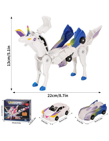 Coche Robot Transformable Unicornio Lavekywasa 14.7x12cm