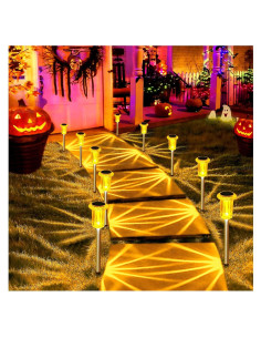 Luces Solares Naranjas DenicMic 10 LED para Jardín Exterior