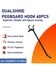 Ganchos para Tablero de Clavos Dualshine 60 Piezas Negros 2