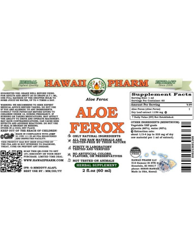 Extracto Líquido de Aloe Ferox Sin Alcohol 59.15 ml - HawaiiPharm