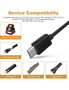 Cable de Carga USB Tipo C Toxaoii 1m para Linternas 2