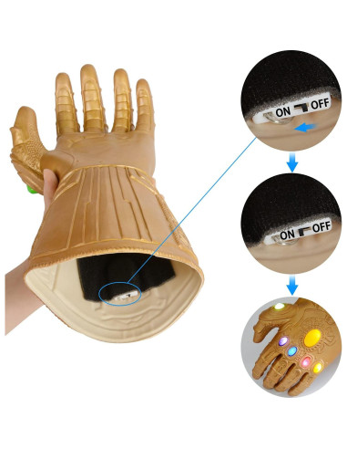 Guante de Latex LED Dorado para Niños - Cosplay Halloween