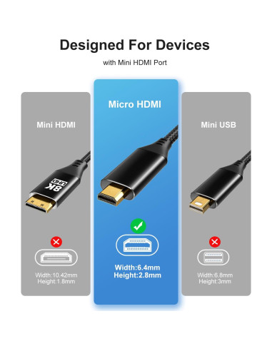 Adaptador Micro HDMI a HDMI KOMGILK 8K 60Hz 48Gbps